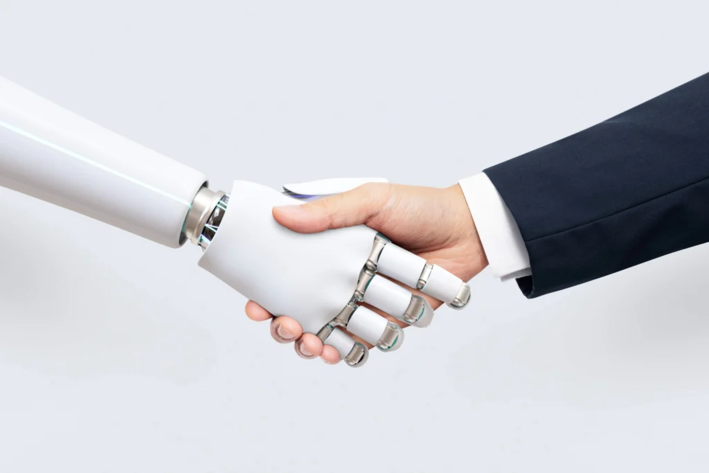 AI與人類合作握手象徵提示詞應用